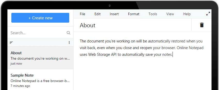 Usmedia Online Notepad Screenshot