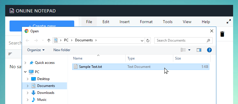 Open file dialog in Usmedia